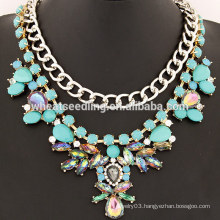 2014 new design trendy flower rhinestone flower necklace